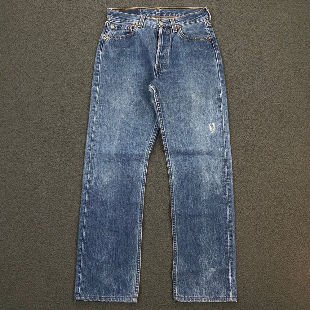 Vintage 90s Levis 501 Jeans FITS Womens 27x29 Blue Denim Button Fly Made in USA